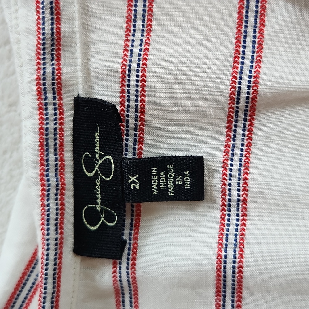 Jessica Simpson Striped Button Front Tunic Shirt w/ Bell Cuffs & Shirred Back